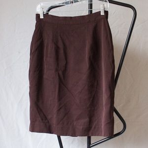 Vintage Wool Brown Lined Pencil Skirt Size 10
